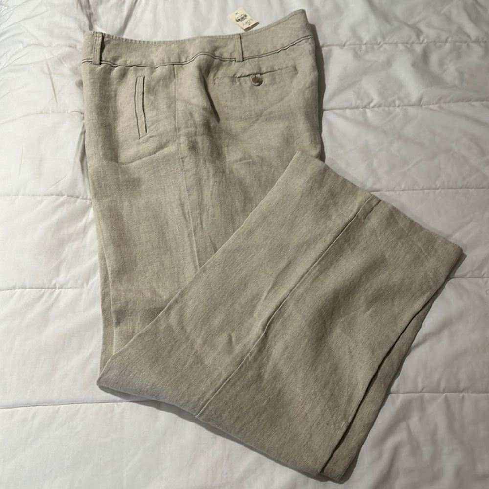 NTW - Light Beige Linen Blend Wide-Leg Women's Pants